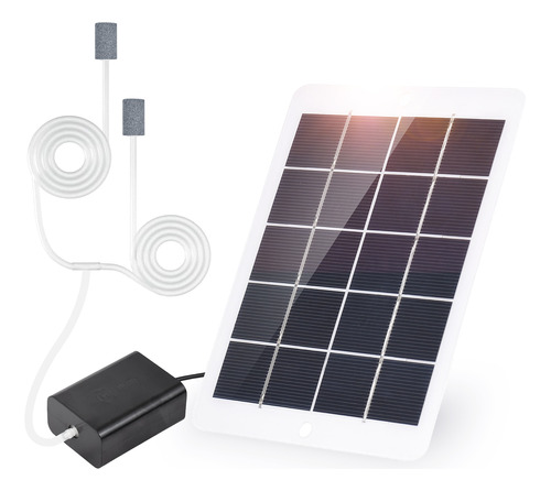 Bomba De Aire Solar Para Acuario Con Panel Solar De 3w 5v, T