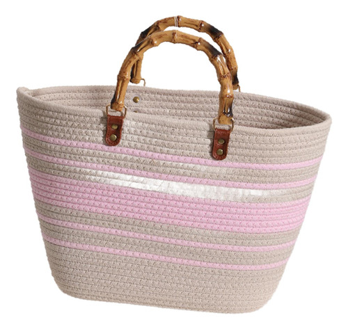 Bolso Tejido Para Mujer, Bolsa De Mano Para Beige Rosa