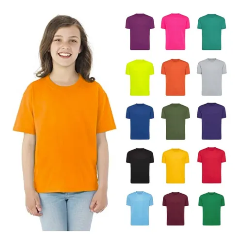 Camisetas Niños En Color Algodón 180 Cuello Redondo Nacional