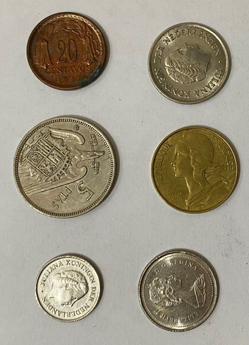 6 Monedas Sudafrica Chile Mexico Argentina Brasil 1m420