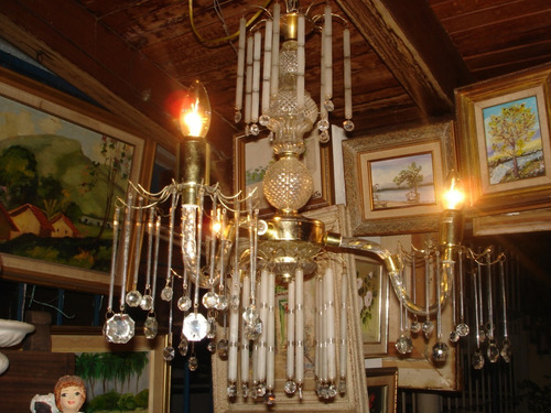 Imagen 2 de 6 de Lampara De Techo 3 Luces Dorado Y Cristal Buen Diseño Buen