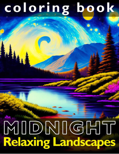 Libro: Midnight Relaxing Landscapes Coloring Book: Stress Re