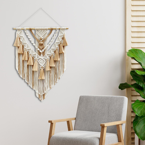 Tapiz De Macramé, Colgante De Pared Tejido A Mano Bohemio