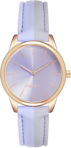 Reloj Mujer Nine West Cristal Mineral 35 Mm Nw/2826rglv Color de la correa Lavanda Color del bisel Rosa dorado Color del fondo Lavanda
