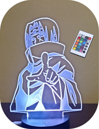 Lampara Led 3d Visual Ilusion Uchiha Itachi Naruto Contrl Cc