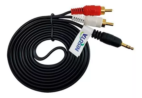 Cable De Audio 3,5mm A 2 Rca 3 Mts Pc Parlantes Nscau353