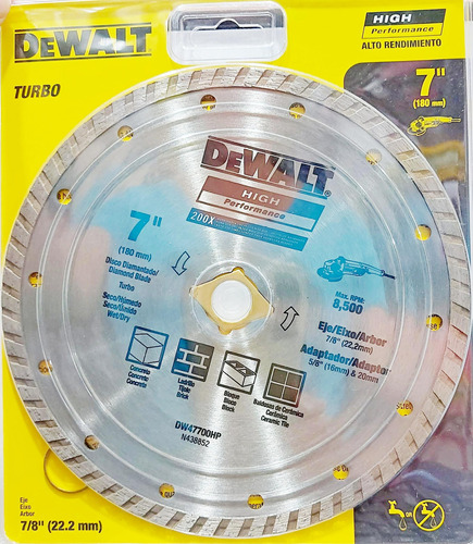 Disco Diamantado Turbo Dewalt 7 180 Dw47700lprofesi.+ 2 Lija