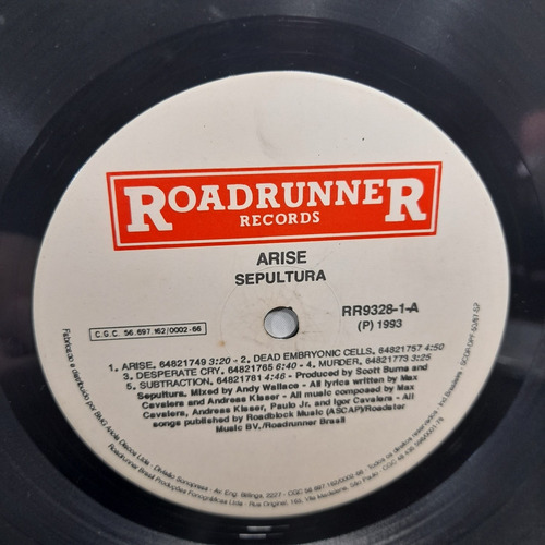Imagem 6 de 8 de Vinil Lp Sepultura Arise Com Encarte Bom Estado