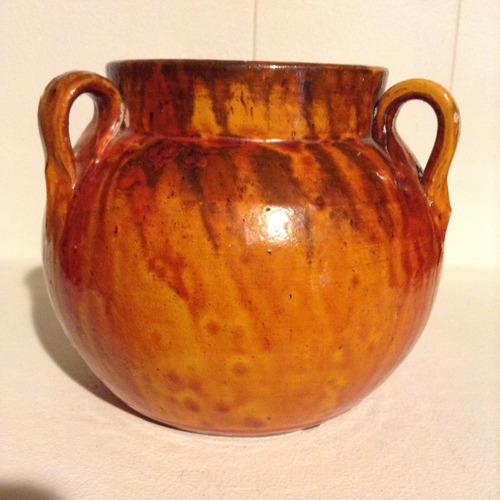 Jb Cole Chrome Red 3 Handle Vase With Stunning Glaze 