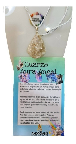 Colgante Cuarzo Cristal Angel Aura En Bruto 38.9 Mm , Plata 