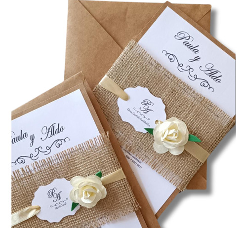 20 Invitación Rústicas Personalizadas Para Matrimonio Boda