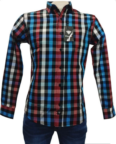 Camisa Giorgio Berlucchi Ml Cuadros 10 Tallas Extras 42-48