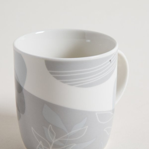 Taza Jarro Mug Nature Grey Gris Hoja Porcelana 350ml Café Té