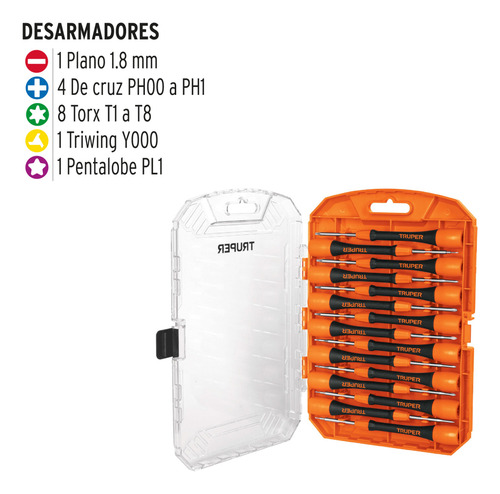 Juego De Destornilladores Precisión 15pcs Truper 14205