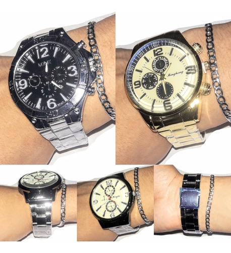 .x3 Unidades Reloj De Hombre Malla Metálica Elegante .xmayor