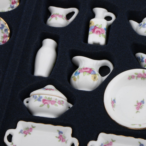 40pcs Rose Flores De Té De Porcelana 1/12 Casa Muñeca