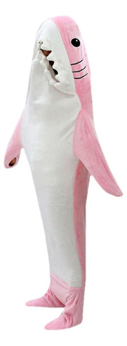 Manta Infantil Niña Capucha Rosa Tiburón Con Cola - 140cm