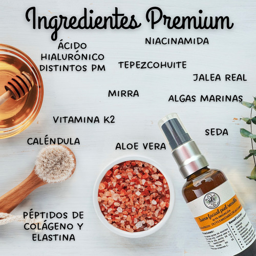 Suero Facial Niacinamina 8%, Ácido Hialuronico 1%, Vit. K2