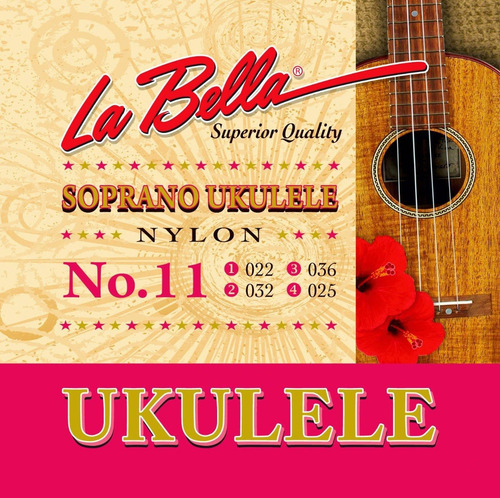 Cuerdas Ukelele Soprano La Bella N° 11 / Nylon U. S. A 100%