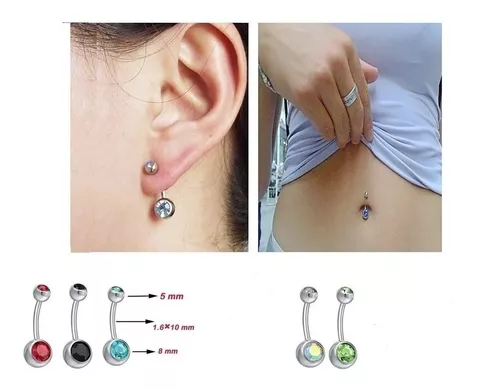 Piercing De Umbigo Com Strass Em Aço Cirúrgico - M - SegundoFuro.com