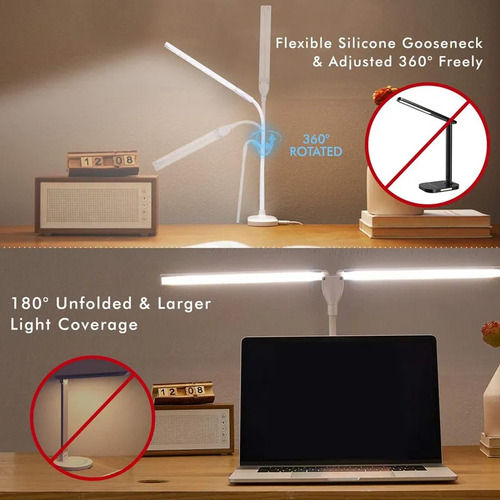 Lámpara De Escritorio Led Con Abrazadera, Brazo Flexible