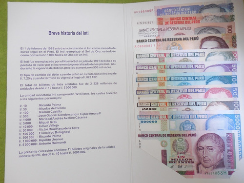 Imagen 5 de 5 de Coleccion Billetes Originales De La Familia Del Inti Bcrp