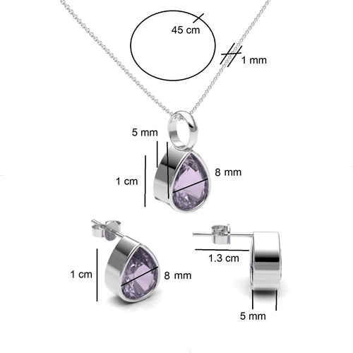 Imagen 3 de 10 de Collar Set Dije Aretes Y Cadena De Plata 925 Zirconia Agálea