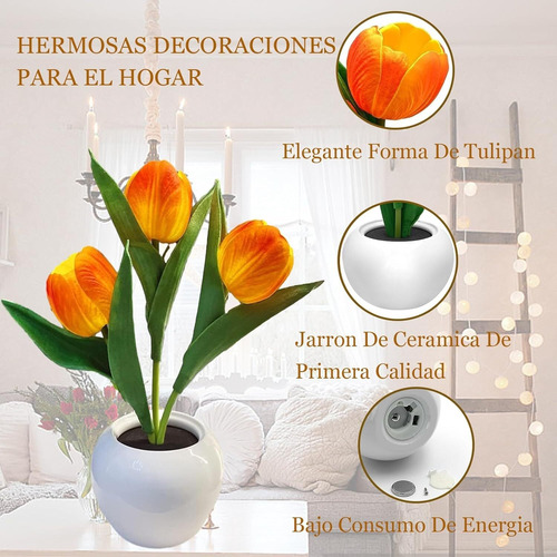 Xiaery Tulipanes De Luz Led Lámpara De Tulipán Lámpara De