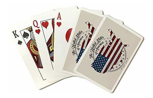 Juego De Cartas - Usa, Rustic Flag, Continental Us, Contour 