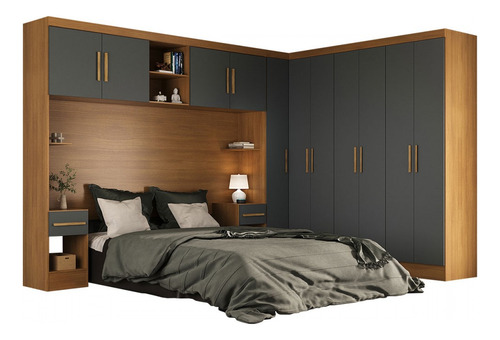 Guarda-roupa Casal Modulado Soberano 11 Portas Chumbo - Pm Cor Cinza