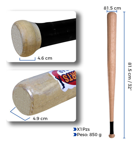 Bat Deportivo De Madera Para Béisbol Y Softbol 81cm