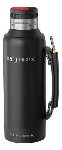 Termo Eléctrico T-mate 1 Litro Tapa Mate Y Bombilla Color Negro