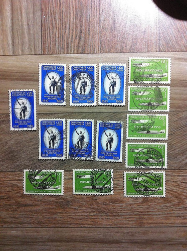 14 Timbres Postales Estampillas Colombia 1960 Oferta+regalo