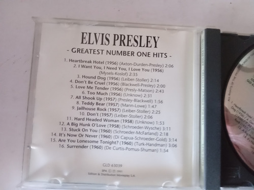 Cd Elvis Presley/ Greatest Number One Hits (Usado)