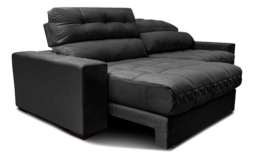 Sofá Retrátil e Reclinável com Molas Ensacadas Cama inBox Master 2,52m Tecido Suede Preto