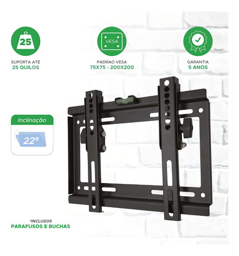Suporte Para Tv / Monitor Fixo Inclinável De 12 Até 43 Pix