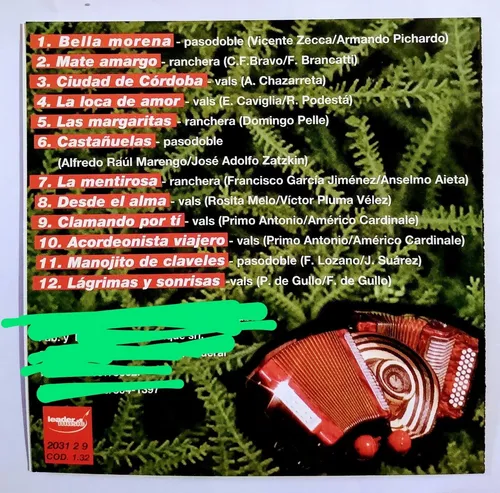 Pasodobles Rancheras Valses Cd Nuevo Carlitos Forno Acordeón