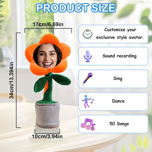 Peluche Interactivo Dancing Sunflower Con Cara Personalizada