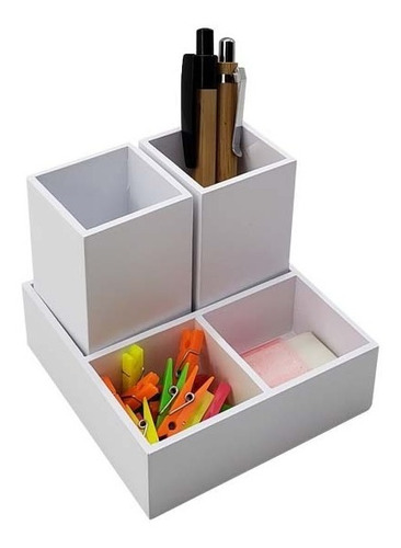 Organizador De Mesa College Mdf Laca Premium Branco