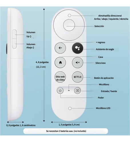 Velstron Control Remoto Compatible con Google TV Chromecast 4K Snow/HDTV, Reemplazo por Voz para Google TV G9N9N, GA01409-US, GA01919/20/23-US, GA02463-US, Reproductor de Streaming.