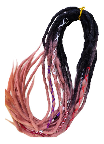 Kanekalon Rastas Desmontables 20 U De 50cm Rosa Y Negro