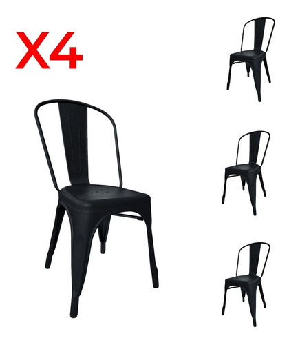 Juego De Sillas Tolix Metal X4u Comedor Colores Impacto