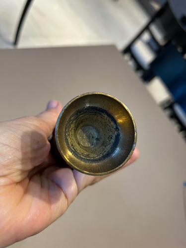 Jarrónflorero Hindu Esmaltado Bronce Dorado Oscuro Ánfora (Usado)