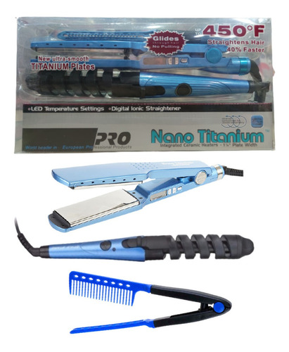 Plancha Para Cabello + Rizador Y Peine De Plancha Combo 