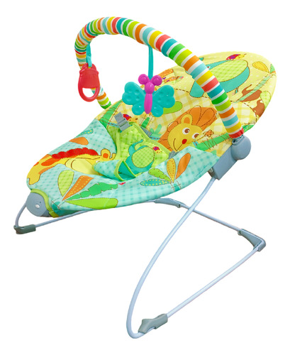 Silla Mecedora Con Vibración Para Bebés Con Juegos Bouncer Color Amarillo Animalitos