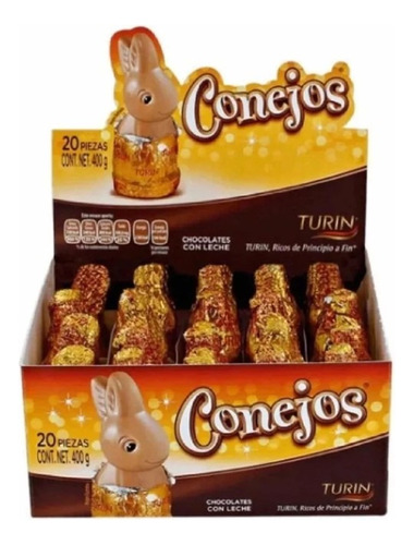 Conejos De Chocolate Turin 20 Pzas 400 Gr