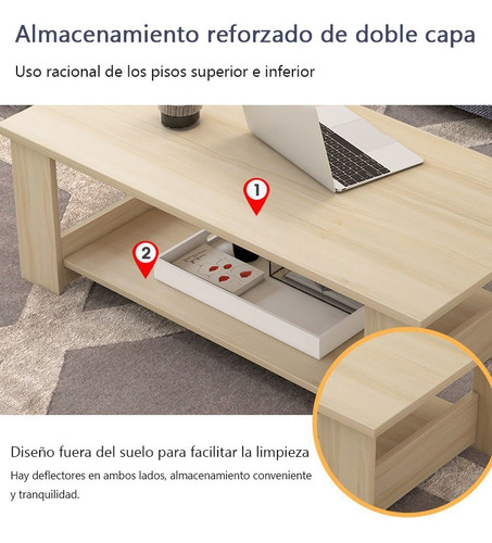 Mesa De Centro 120 Cm Mesa Auxiliar De Madera Moderna Blanco