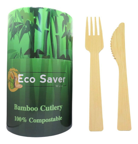 Cubiertos De Bambu 100 Tenedores, 50 Cuchillos