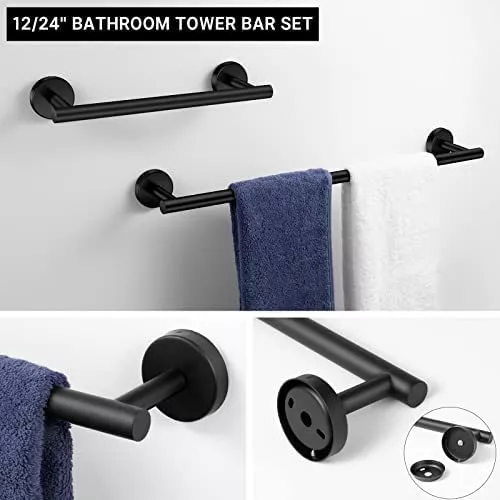 Accesorios de baño negro mate Conjunto de la pared incluye soporte de papel  higiénico de la barra de toalla: compre hardware de baño negro mate,  hardware de baño cerca de mí, manija