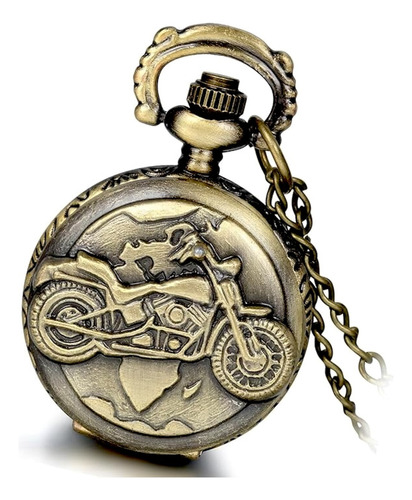 Relógio De Bolso Vintage Motociclismo Moto Harley Bronze Mc 